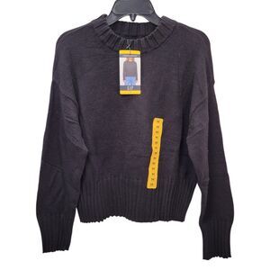 Gap Women's Cotton Blend Relaxed Crewneck Sweater Ribbed Hem Black Medium